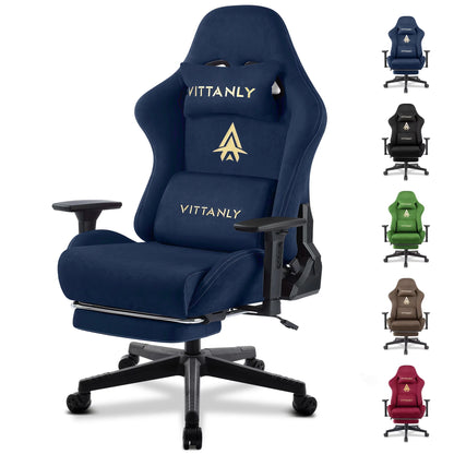 Kitinjoy Natural Suede Gaming Chair High Back Ergonomic Computer Chair With Footrest Reclining Adult Comfortable Office Chair