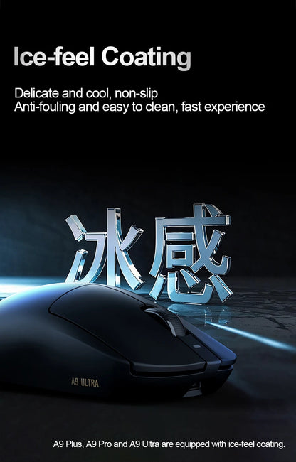 Mouse gaming wireless ATK Dragonfly A9 Ultra PAW3950 ultraleggero tri-mode ergonomico e-sport per gamer FPS A9 SE Plus