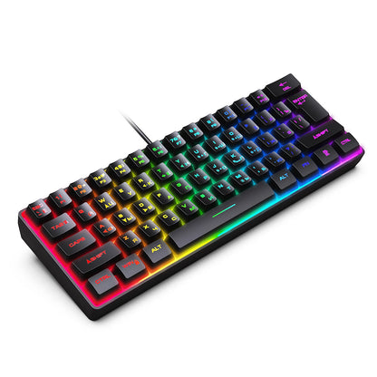 Russian Keyboard English RGB Lighting 61 Keys 60% Layout Gaming Keyboard ISO USB Wired Full Key No Impact K401 For Game Office