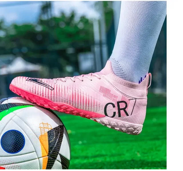 Kids Anti-Collision Toe Football Boots Lace-Up Closure Short Non-Slip Studs Wearproof Breathable Outdoor Grass Game Shoes