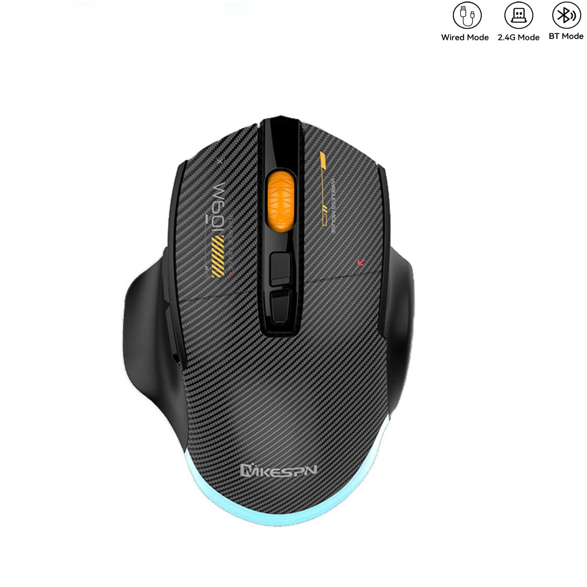 Mouse da gaming wireless Bluetooth, 12800 DPI, mouse RGB cablato/wireless con 7 pulsanti programmabili, per PC, laptop e gaming
