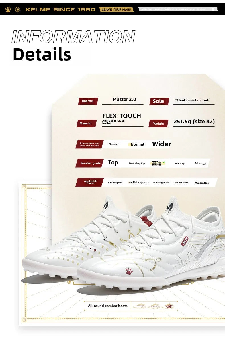 Chuteiras de Futebol Kelme para Adulto TF com Pitons Fragmentados, Calçado Profissional para Jogo e Treino, Sapatilhas de Futebol Indoor Antiderrapantes para Jovem