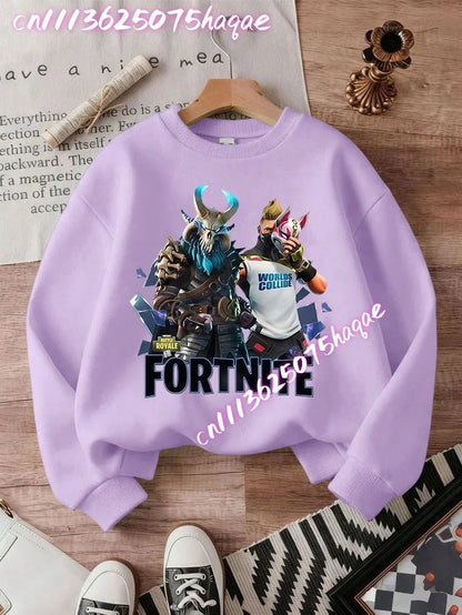 FORTNITED Children Long-sleeved Girls Streetwear Boys Baby Sweatshirt Pullover Sweatshirt Anime Fashion Kid Clothing Tops Gift