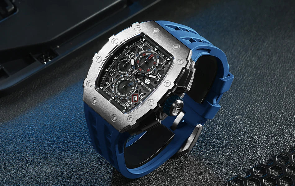 TSAR BOMBA New TB8204 Watch for Men, Japan Quartz Chronograph, 50M Waterproof Wristwatch, Fashion Sport Clock, Luxury Gift