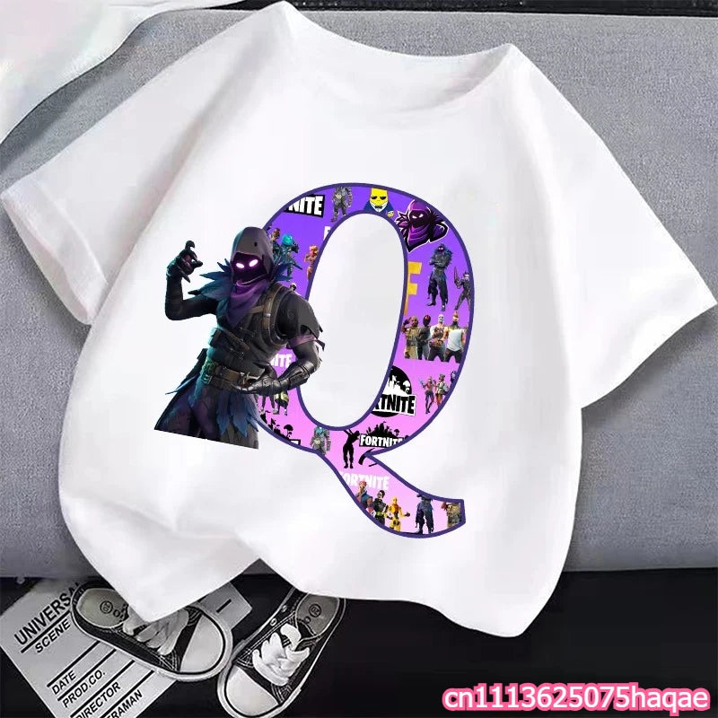 New Fortnites Kids T-shirts Cartoon Letter Graphic T-shirts Boys Girls Summer Casual Sports Short Sleeve Tops Children Clothing