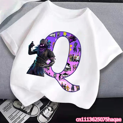 New Fortnites Kids T-shirts Cartoon Letter Graphic T-shirts Boys Girls Summer Casual Sports Short Sleeve Tops Children Clothing