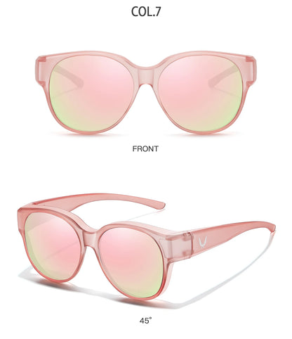 Over Glasses with Box Cover Over Myopia Eyeglasses Unisex Round Shades with UV protection Outdoor Sports Fishing Hiking Cycling