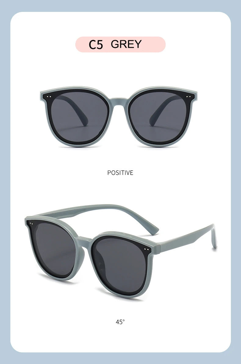 3-12 Years Kids Polarized Sunglasses Boys' Cool Girls Soft TPEE Frame Cat Eye Design Fashion Sun UV400 Protection Oval Glasses