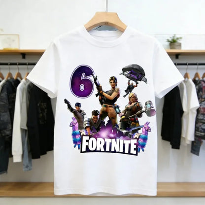 Fortnites Children Birthday Number T Shirt Girls Boys Summer Clothes Baby Cotton Tee Shirts Party Short Sleeve Tops Toddler Gift