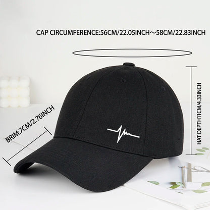 Heartbeat ECG Lifeline Print Baseball Cap Men Women Adjustable Dad Hat Minimalist Casual Sport Sun Hat