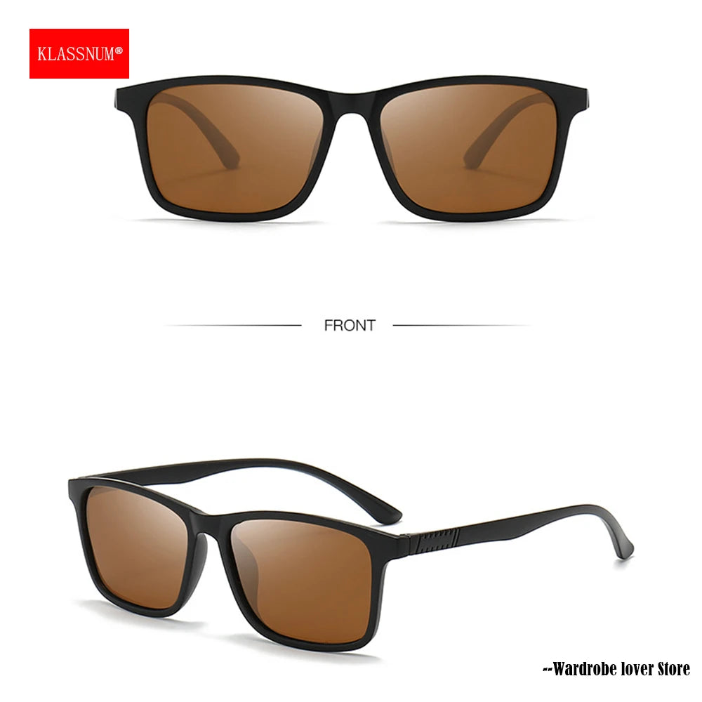 KLASSNUM Sunglasses Man TR Frame Polarized Sunglasses Yellow Driving Sun Glasses Fishing Sports UV400 Shades Classic Eyewear New