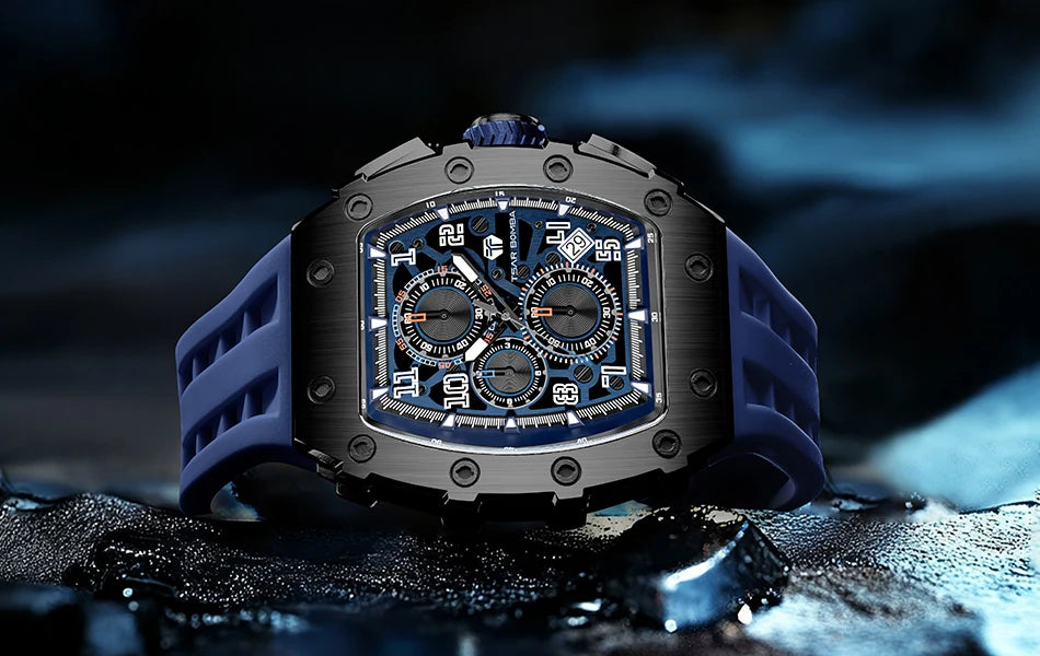 TSAR BOMBA New TB8204 Watch for Men, Japan Quartz Chronograph, 50M Waterproof Wristwatch, Fashion Sport Clock, Luxury Gift