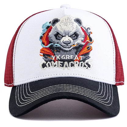 New Style Unisex Cool Panda Embroidered Baseball Cap Chic Trucker Hats For Men Women Breathable Streetwear Summer Outdoor Hat