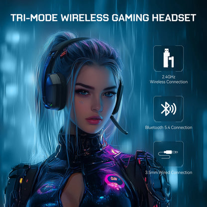 EKSA 2.4GHz Wireless Gaming Headset with Mic – Bluetooth Gaming Headphones for PC, PS5 & Xbox, Ultralight Foldable Over-Ear Headset