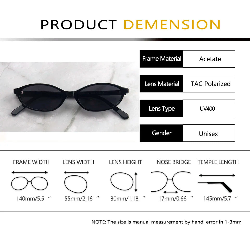 Trendy Acetate Small Oval Sunglasses Women 90'S Outfit Vintage Sun Glasses for Men Fashion Polarized Glasses  UV400 Protection