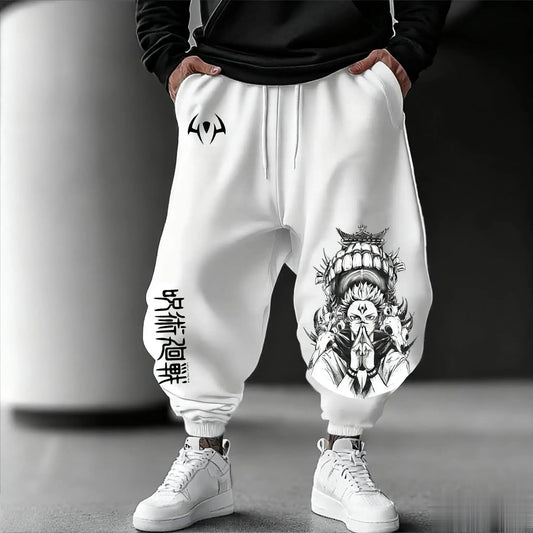 Calças de fato de treino largas para homem Jujutsu Kaisen, estilo casual, com estampado de anime japonês, streetwear gráfico, calças hip hop, roupa Y2K