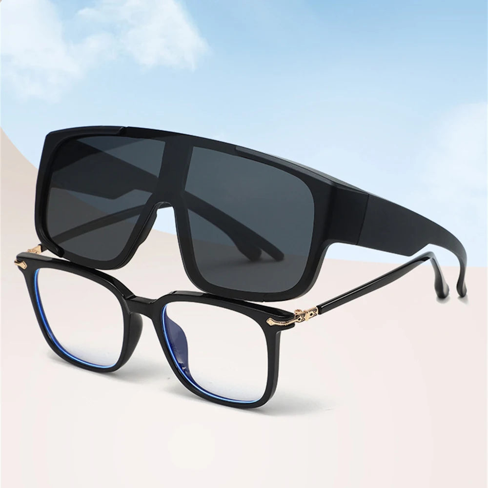 VIVIBEE Large Polarized Glasses Fit Over Sunglasses Photochromic Men Driving UV400 Fishing Outdoor Women Mirrored Dark Goggles