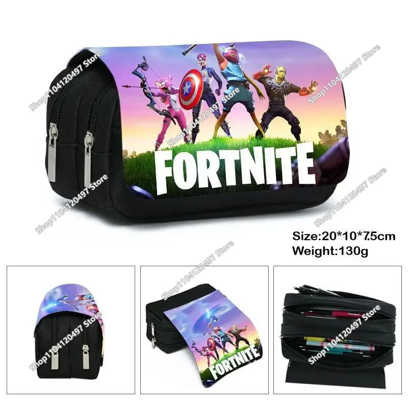 Аниме несесер за моливи Fortnites, кавай, с голям капацитет, водоустойчив ръчен несесер за косплей, офис канцеларски подарък играчка