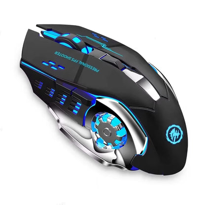 Ratón gaming Mecha inalámbrico Bluetooth 2.4G USB, recargable, silencioso y retroiluminado, ratón ergonómico para oficina, accesorios de juego