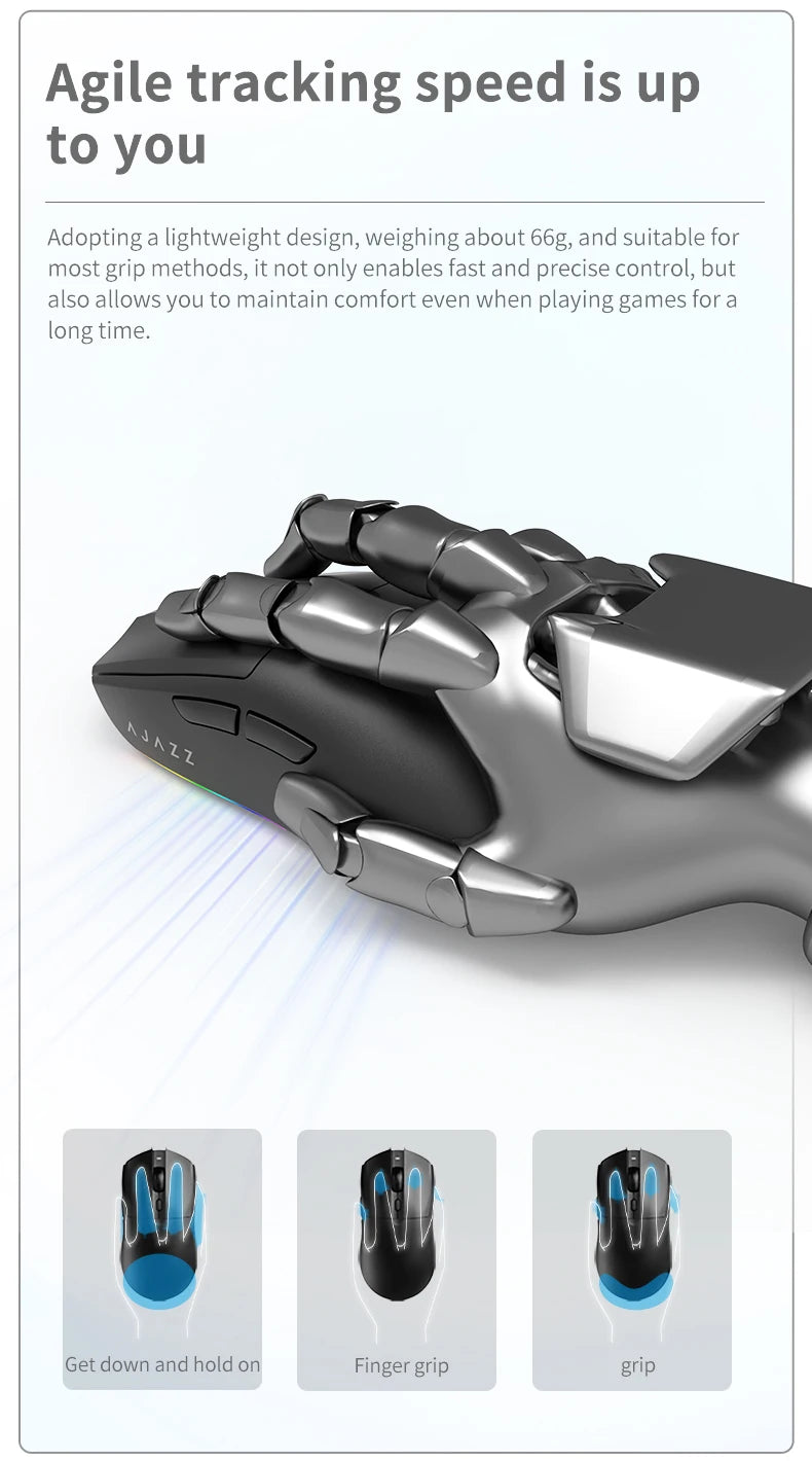 Mouse wireless AJAZZ AJ139Pro/AJ139V2MC con chipset PMW3395/PAW3311, 12000-26000Dpi, mouse da gaming professionale