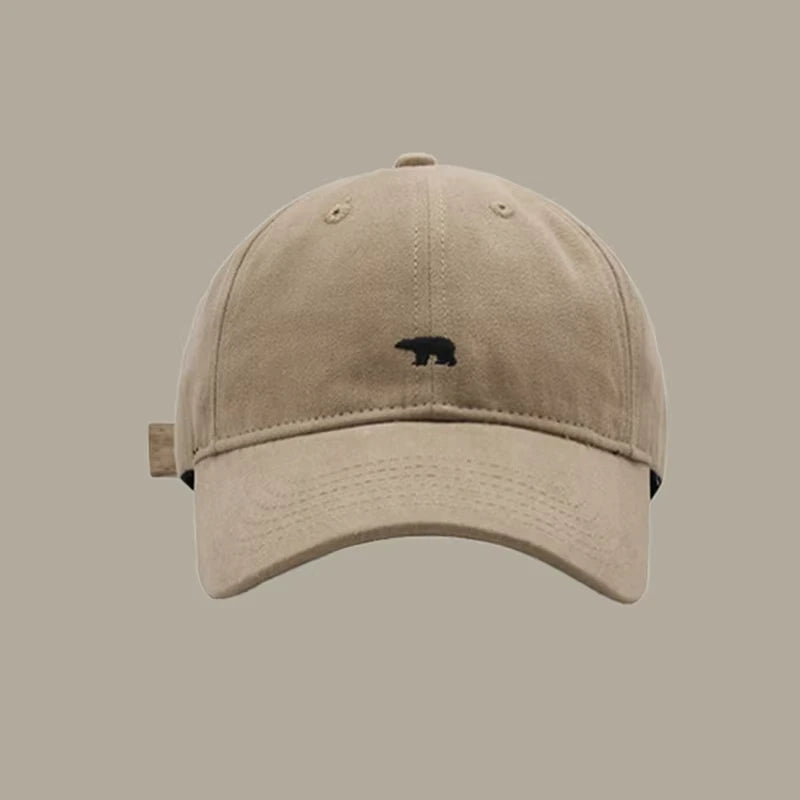 Polar Bear Embroidered Baseball Hats for Men and Women, Wide brims to Show Face, Small Retro Hats, Soft Top Duck Tongue Hats