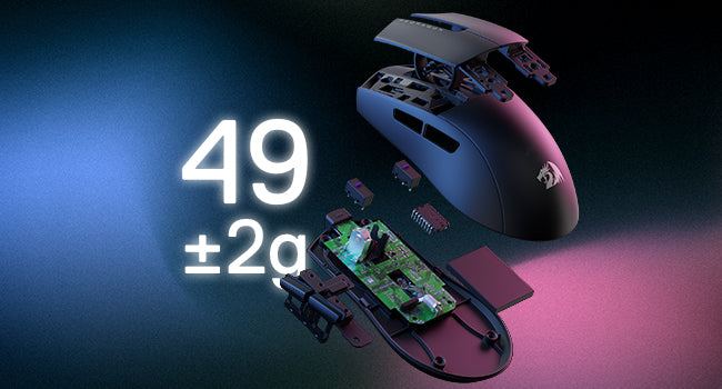 Redragon M916 Wireless Gaming Mouse, Ultra-Light 49g 2.4GHz Wireless Gamer Mouse with 8000 DPI, Ergonomic Grip & Programmable Buttons