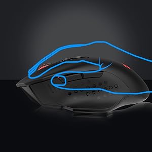 Mouse da gaming wireless Redragon M656 Gainer, 4000 DPI, 2.4Ghz, mouse gamer wireless con 5 livelli DPI, 7 pulsanti macro, retroilluminazione LED rossa