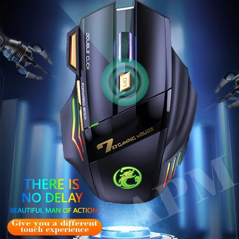 7-key 2.4G silent rechargeable colorful breathing light wireless gaming mouse without double clicking