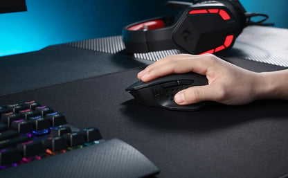 Mouse da gaming wireless Redragon M656 Gainer, 4000 DPI, 2.4Ghz, mouse gamer wireless con 5 livelli DPI, 7 pulsanti macro, retroilluminazione LED rossa