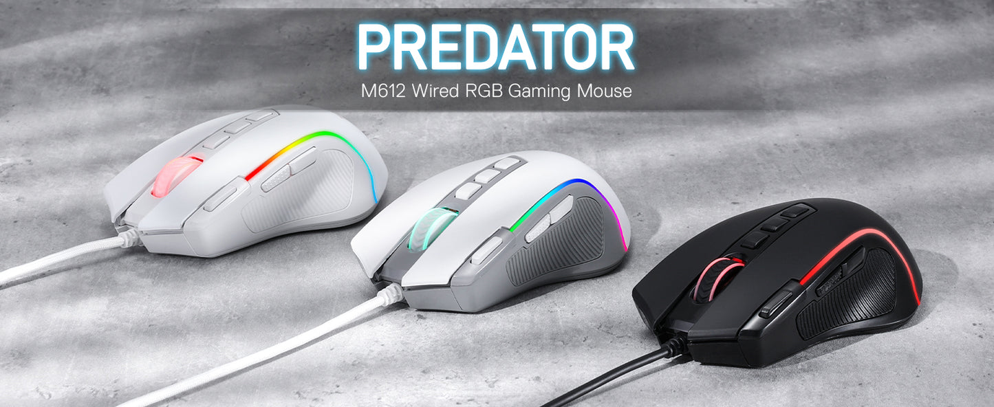 Redragon M612 RGB Gaming 8000 DPI Wired Optical Gamer Mouse 9 Programmable Buttons & 5 Backlit Modes